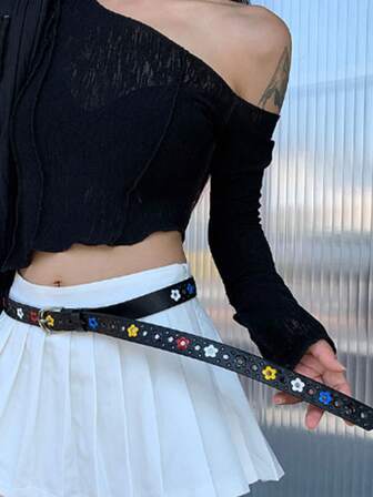 Cinturón impreso de 110 cm, cinturón decorativo de diseño único para faldas, cinturón informal para la cintura de jeans