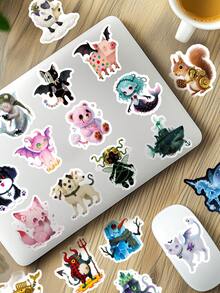 56PCS Absurd Fairy Tales Stickers, Crying Little Bear Mermaid Vinyl Waterproof Stickers For Water Bottles, Laptops, Scrapbooks, Skateboards, Creative Sticker Pack For Teens & Adults - Multicolor - View 2