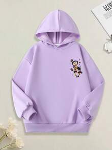1 pieza Sudadera con elemento de dibujos animados para adolescentes, cómoda, de estilo de anime de primavera y otoño y personalizada - Morado - Ver 2