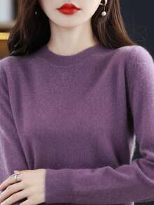 Women Knit Tops - Purple - View 4