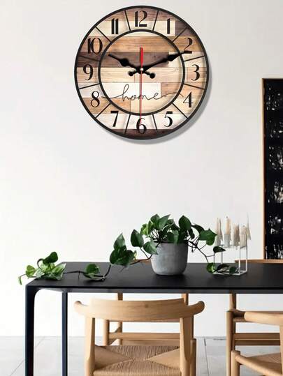 [1 Pc 10 12 Inch Wooden Clock]Silent Wand Klok Creative Interesting Great Home ation s, Battery Powered (AA Batteries Not Included) view 3