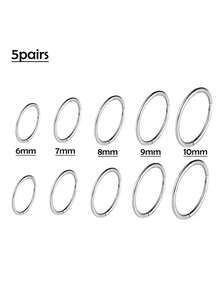 1/5 paires de petits anneaux de 18G, anneaux pour le nez et les lèvres en argent de petit diamètre (6/7/8/9/10mm), en acier inoxydable, bijoux de piercing pour le septum, boucles d'oreilles pendantes, boucles d'oreilles pour l'hélix et le tragus, cadeaux pour petites amies, amis, parents, cadeaux de bijoux percés, bijoux de piercing à boucle fermée convenant pour les fêtes et les vacances des femmes