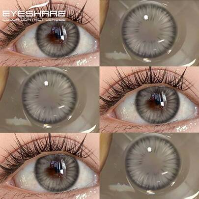  1 par de lentes de contacto de colores Eyeshare, aptos para ojos, desechables anuales, en colores naturales marrón, gris, rosa, púrpura, lentes de contacto blandos