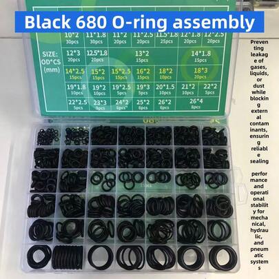 680个/包 工厂模具替换密封圈、O型圈、密封件，防水气密，适用于汽车设备，通用型橡胶圈，全新组合套装