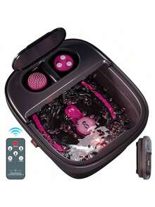 Beinilai Remote Temperature Control Collapsible Foot Spa. Foot Bath With Heat, Bubble And Massager, Foot Spa Tub With 3 Pedicure Attachments, Foot Soak Tub With Handle - 美規A型插(110-127V) - 查看 3