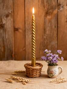 4 Pcs 10-Inch (Approx. 25.5cm) European-Style Long Pole Spiral Taper Candles, Spiral Candlestick Matching Style, Suitable For Romantic Home Decoration And Dinner Scene Arrangement To Create A Warm Atmosphere - Multicolor - View 8