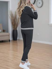 2pcs Women's Tracksuit Set, Fashionable Zip-Up Jacket And Casual Pants, Spring/Autumn - Dark Gray 53 - View 4