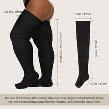 Plus Size Thigh High Socks For Women Cotton Boot Femboy Thigh High StocFKings Striped Over Knee High Socks Leg Warmers{Inchcolor_nameinch:Inch1PairPlusSize:Blackinch} - 黑色 - 查看 3