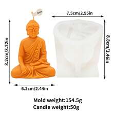 Moldes de silicona duraderos y de fácil desmoldeo de Buda, moldes religiosos budistas zen para velas, yeso, resina, manualidades de arcilla, decoración del hogar espiritual DIY y regalos - Blanco - Ver 5