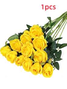1pc/5pcs/10pcs/12pcs/20pcs Yellow 20-Inch Valentine's Day Gift Flowers Artificial , High-End Artificial Roses For Home Decor, Room Decor, Table Decoration, Wedding Decoration, Bridal Bouquet, Wrist Corsage, Bouquet Material. Suitable For Home, Dining Room, Bedroom, Vase Decoration Bouquets