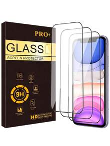 3片装高清防刮钢化玻璃屏幕保护膜，兼容 17/16 Pro Max/16/16 Pro/16 Plus/15 Pro Max/15/15 Pro/15 Plus/14 Pro Max/14/14 Pro/14 Plus/13 Pro Max/13/13 Pro/12/11，带丝网印刷黑色边框，屏幕保护膜 - 無色 - 查看 27