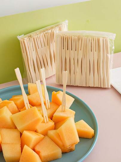 50/100pcs Bamboo Fruit Picks, Food Picks, Toothpicks, Appetizer Forks, Dessert Forks, Cocktail Sticks, Smooth Finish, Suitable For Fruit, Desserts, Sandwiches, Burgers, Salads, Buffets, Beverages, Vegetables, And More