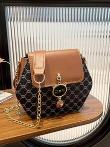 Fashionable Versatile Contrast Color Vintage Commuter Handbag For Women - Black - View 11