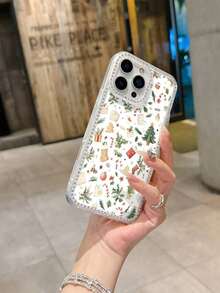 Phone Phone 17 Pro CaseNavidad Acebo, Bastón de Caramelo, Patrón Nuevo Teléfono (12-17) Pro Glitter Cubierta a prueba de golpes, Simple Transparente, Lujo Ligero - Multicolor - Ver 6