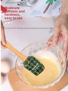 New Christmas Tree Silicone Scraper With Wooden Handle, Cream Spatula, Christmas Scraper, Butter Mixer, Baking Scraper Tool - Multicolor - View 10