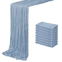 8/16 Pack Dusty Blue Cheesecloth Table Runner 20 X 120 Inch Gauze Table Runners 10 FT Long,Semi Sheer Boho Cheese Cloth Fabric Table Runner Bulk For Wedding,Party,Baby Shower,Bridal Shower Decoration - Màu xanh bụi bặm - Xem 8