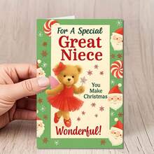 1 بطاقة تهنئة جذابة بشكل دب مع مغلف (11 سم * 16 سم) - تصميم "تمنيات عيد الميلاد لك"، مشهد احتفالي مع سانتا وقصبات السكر، مثالية للابنة وأحبائك، مناسبة لاحتفالات عيد الميلاد، بطاقة تهنئة عيد الميلاد|بطاقة دب عيد الميلاد|بطاقة ورقية للتهنئة - متعدد الألوان - مشاهدة 9