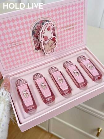  5支/套 HOLD LIVE 复古花园唇彩礼盒套装，哑光、缎光、亮泽三种质地，兔子造型唇膏，女士适用，提亮保湿