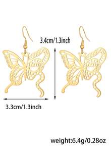 一对不锈钢动物蝴蝶蛇日月吊坠耳环，适合家人、朋友、聚会、日常佩戴、礼物 - 彩色 - 查看 8