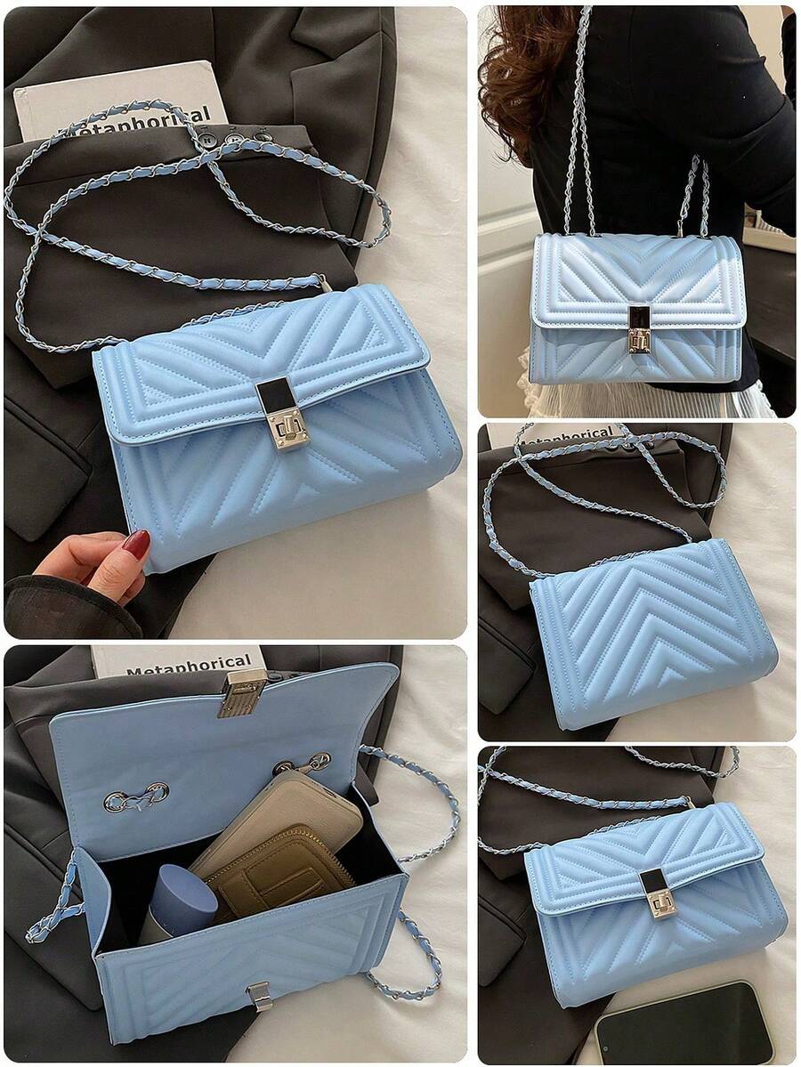 2026 奢華絎縫格紋純色 PU 特製扣環女款肩背包，多功能配件錢包，適合日常出行、通勤、聚會、約會及送禮