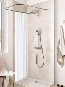 1 pièce Tringle de douche réglable en acier inoxydable - Options en forme de U et fixes pour la salle de bain, le magasin de vêtements, l'espace privé, cadeau pour la maison, cadeau pour les amis, toutes saisons, tringle à rideaux en acier inoxydable, barre à serviettes, tringle de suspension