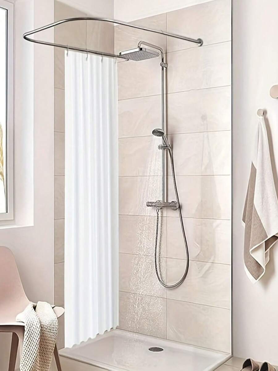 1 pièce Tringle de douche réglable en acier inoxydable - Options en forme de U et fixes pour la salle de bain, le magasin de vêtements, l'espace privé, cadeau pour la maison, cadeau pour les amis, toutes saisons, tringle à rideaux en acier inoxydable, barre à serviettes, tringle de suspension