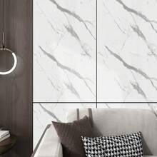 1卷白色大理石纹厨房防油自粘防水台面纸，适用于橱柜、家具、厨房，尺寸为15.8英寸 x 118英寸