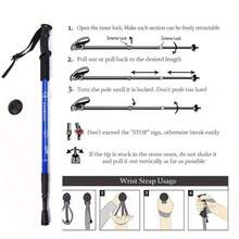 1 baston de trekking durabil și reglabil, cu mecanism intern de blocare prin răsucire și design ergonomic. Acest baston de drumeție unisex include o geantă de depozitare și accesorii multiteren. - Multicolor - Vizualizare 4