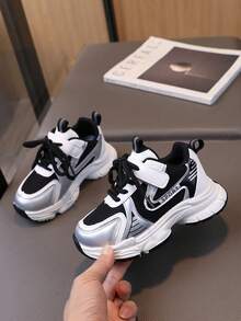 1 Đôi giày thể thao lưới thoáng khí mùa hè cho trẻ em, giày đế thô thường ngày cho bé gái - màu đen - Xem 2