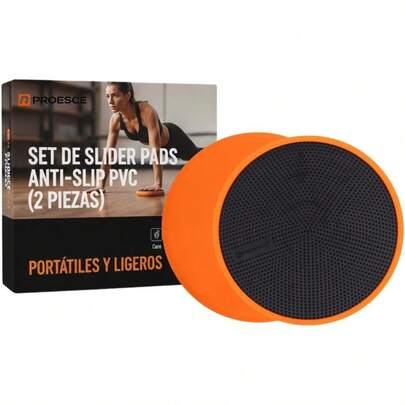 Discos Deslizantes PROESCE Antideslizantes Naranja| Set de 2 Slider Pads para Entrenamiento de Core, Abdominales, Piernas y Glúteos| Superficie Dual para Piso o Alfombra