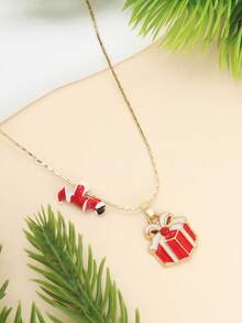 1 chiếc mặt dây chuyền hình ông già Noel leo cây thông Noel đang thịnh hành, mặt dây chuyền hình hộp quà Giáng sinh, thích hợp làm quà tặng cho nữ, dịp Giáng sinh, Năm mới, tiệc tùng, sinh nhật. - Nhiều màu - Xem 2