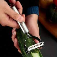 Stainless Steel Multifunctional Fruit And Vegetable Peeler - Efficient Kitchen Cutter, Wiper, Shredder And Scraper For Potatoes, Melons, Etc. - Easy To Use Kitchen Tools And Dorm Room Must-Haves, Compact Design, Sleek Kitchenware, Sturdy Kitchenware - Silver 1-pack - View 6
