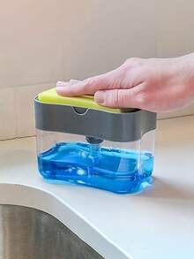 Kitchen Cleaning Kit Detergent Outlet Box+Sponge Two Pieces Press-Type Automatic Outlet Box Scouring Pad Dish Brush
