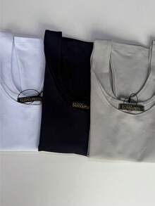 Kit Of 3 Stylish Women's Tank Tops, Blogger-Style, End-Of-Year Premium Gift, Christmas Outfit, Gym Outfit. - 黑色,白色和灰色 - 查看 3