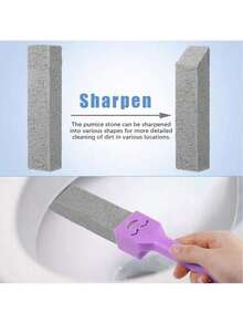 Powerful Pumice Stone Set, Portable Replaceable Pumice Stone, Long Handle Pumice Stone Toilet Brush, Volcanic Rock Cleaning Pad, Toilet Seat Cleaner, Shower, Bathtub, Sink, Pool, Stove And Bathtub Descaling Stick - Multicolor - View 6