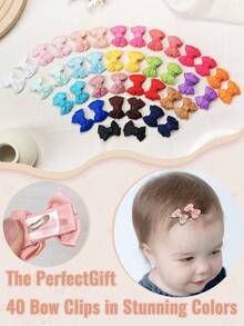 40Pcs Baby Hair Clips Mini Snap Clips Pastel Colors Hair Bows For Baby Girls Non-Slip Clips, Especially Fit For Newborn Baby Fine Hair,Holiday Party Baby Hair Accessories - Multicolor - View 2