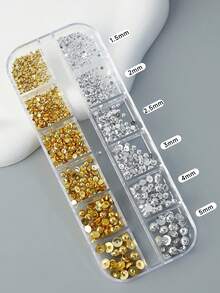 1box Gold And Silver European And American Style Half-Round Faux Pearl Nail Art Acrylic Metal Flat Faux Pearl Nail Decoration Minimalist 3D Multifunctional Nail Jewelry Y2K Metallic Nail Accessories Nail Salon Artistic Decoration Nail Flash Metal Rhinestone Nail Gems Nail Supplies Nail Charms False Nail Decoration Accessories Nails - Multicolor - View 12