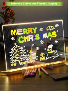 Acrylic Whiteboard With LED Lights And Bracket For Illuminated Notes, LED Letter Message Board With 7-Color Marker Pen Suitable For Offices, Schools, And Homes. Two Types Of Brackets Are Randomly Provided