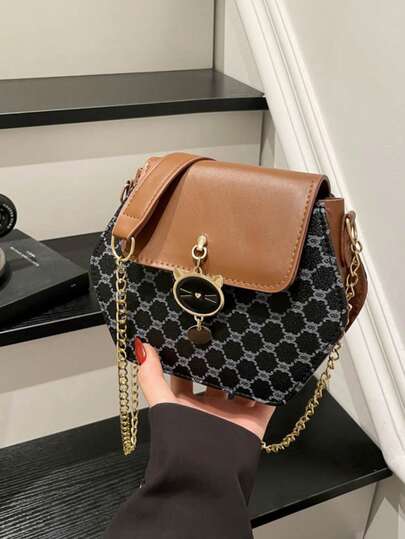 时尚百搭撞色复古通勤手提包，女士款