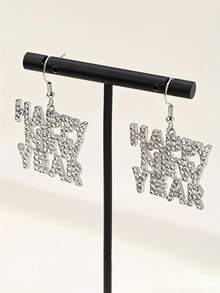 1 Pair Christmas & New Year "Happy New Year" Earrings, Christmas Gift For Women - Multicolor - View 3