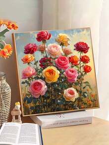 Kit de pintura de diamantes 5D - Taladros acrílicos redondos, serie floral, juego de mosaico de punto de cruz Jardín de rosas, decoración de pared, manualidad como regalo para adultos y principiantes - 30x30cm/11.81x11.81 pulgadas - Multicolor - Ver 3