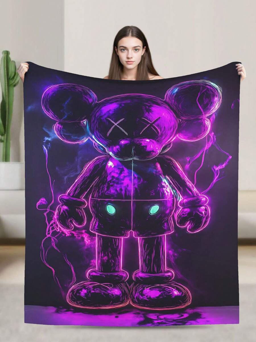 Kawss Kawaii Kaw Blanket Flannel Blanket, Super Comfortable Winter Warm Blanket Summer Air Conditioning Blanket, Soft And Light Bed Sofa Decoration, Not Easy To Shed, - 黑色 - 查看 1