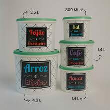 Kitchen Supplies Set Kit ECONOMIC LINE - 5 Supplies + 4 Square Jars 500 ML TPW Line - TPW Xanh Bạc Hà - Xem 2