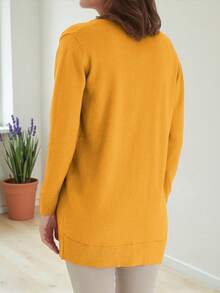 Suéter Cardigan Dama Comodo De Moda #SensaciónDelujo #EstiloRomanticoDeSanValentín - Amarillo Mostaza - Ver 2