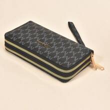 European And American Retro New Wallet Women Long Double Zipper Large Capacity Clutch Purse Can Hold Phone Large Capacity Wallet Purse For Women Wallet Purse Wallet Wristlet Wallet Long Wallet Purses For Woman Wallet For Ladies - Multicolor - View 11
