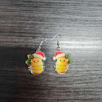 2 件 2D 平面圣诞可爱圣诞土豆耳环，适合女性在圣诞节期间佩戴，完美的圣诞礼物
