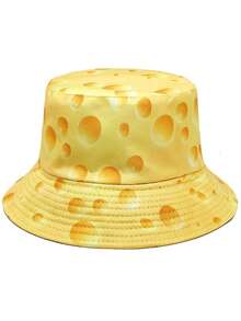 1 件女式双面几何水果印花渔夫帽，可爱百搭设计，适合户外、派对、日常穿着、防晒、轻便，适合休闲、露营和日常使用