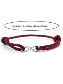 diffone 时尚手工3毫米米兰绳男士手链吊坠不锈钢无限符号手链男士可调节饰品 - 無窮符號個性手鍊 - 查看 10