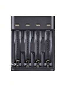 USB Smart Battery Charger - Compatible With Various Battery Models, 4-Slot Design, Suitable For AA/AAA Batteries, With LED Indicator Lights, Safety Protection, Applicable For Multiple Devices - Black - View 3