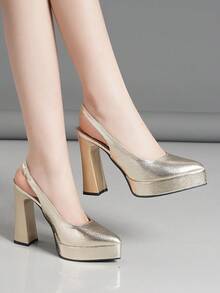 Damen High Heel Pumps mit Hohlmuster, super hoher Absatz, erhältlich in Pink, Apricot, Weiß, Schwarz, Rot, Silber, Gold, modisch - Gold - Übersicht 3